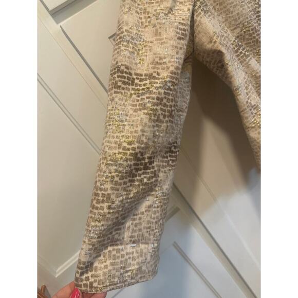 Vintage Chico’s size 3 shoulder pad blazer silk blend lined gold silver women’s - Picture 4 of 6